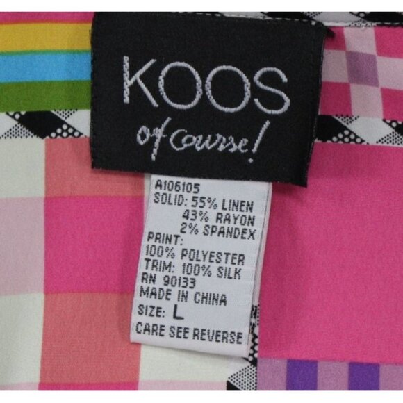 Koos Of Course Black Jacket With Multicolor Patchwork Trim & Checkered Pockets L - Picture 4 of 10